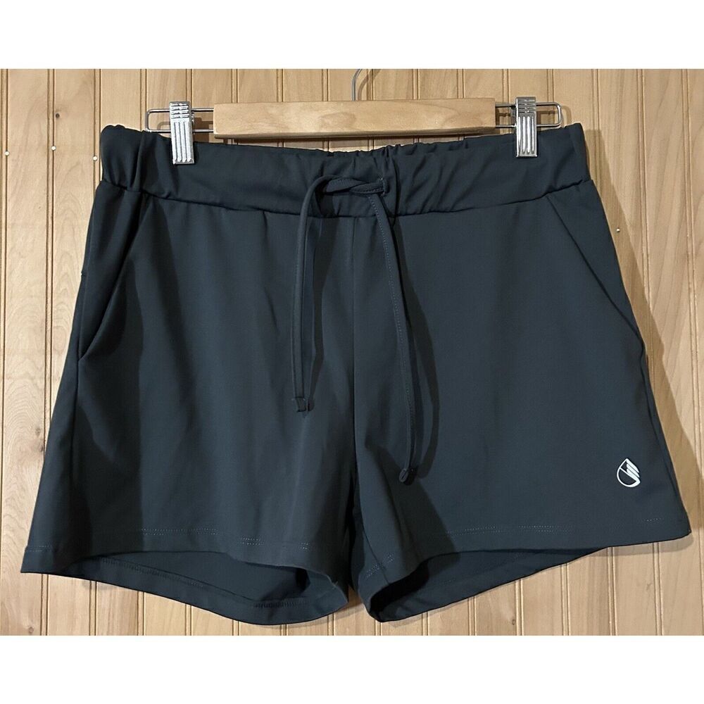Icyzone Women's Size Large Gray Pull on Activewear Shorts Drawstring Front